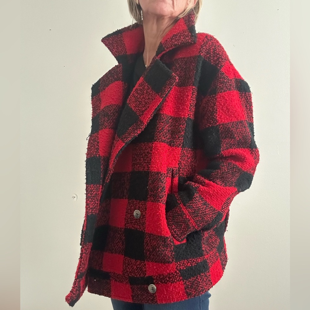 William Rast Red and Black Plaid Jacket
